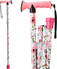Lightweight Folding Cane for Seniors Floral Adjustable Walking Stick