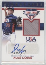 2017 USA Baseball Stars & Stripes and Signatures Jersey /199 Alex Lange Auto 3f2