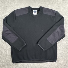 PSC by COBMEX Military Sweater Men XL Black Wool Blend Shoulder Elbow Pad Lined