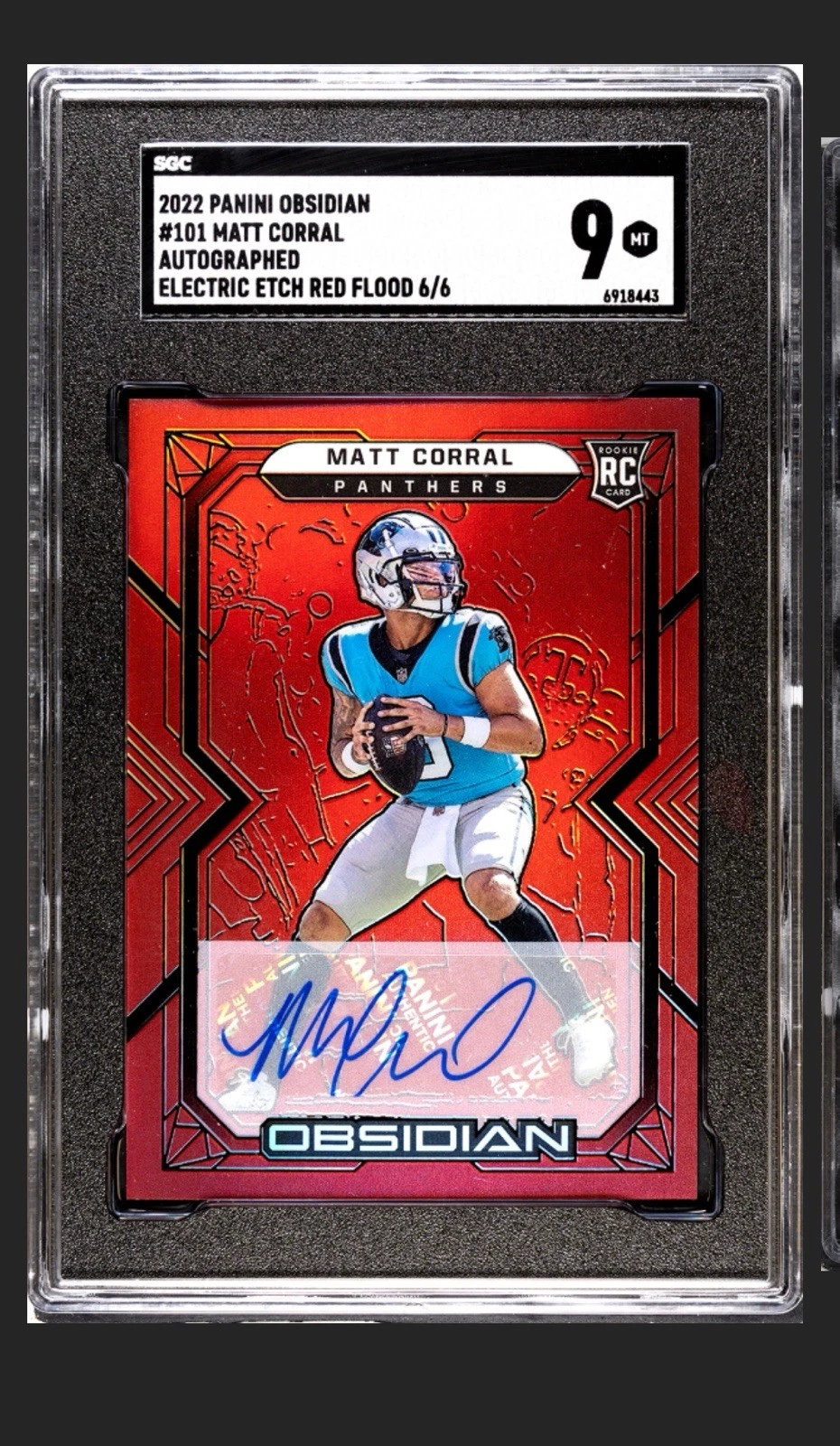 Matt Corral Panini Obsidian #228 Jersey Autograph-Electric Etch Red