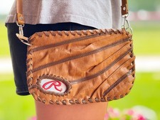 Real Leather Baseball Glove Purse Crossbody B...