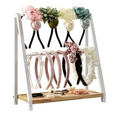 Headband Holder Organizer Metal 2-Tier Display Stand for Selling, Home White