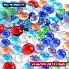 80PCS Mini Flat Glass Marbles, Vase Fillers 0.5inch Glass Gems Decor