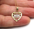 10K Tricolor "MOM" Heart Pendant Necklace 19" 1.2 Gr [N147] — photo 3