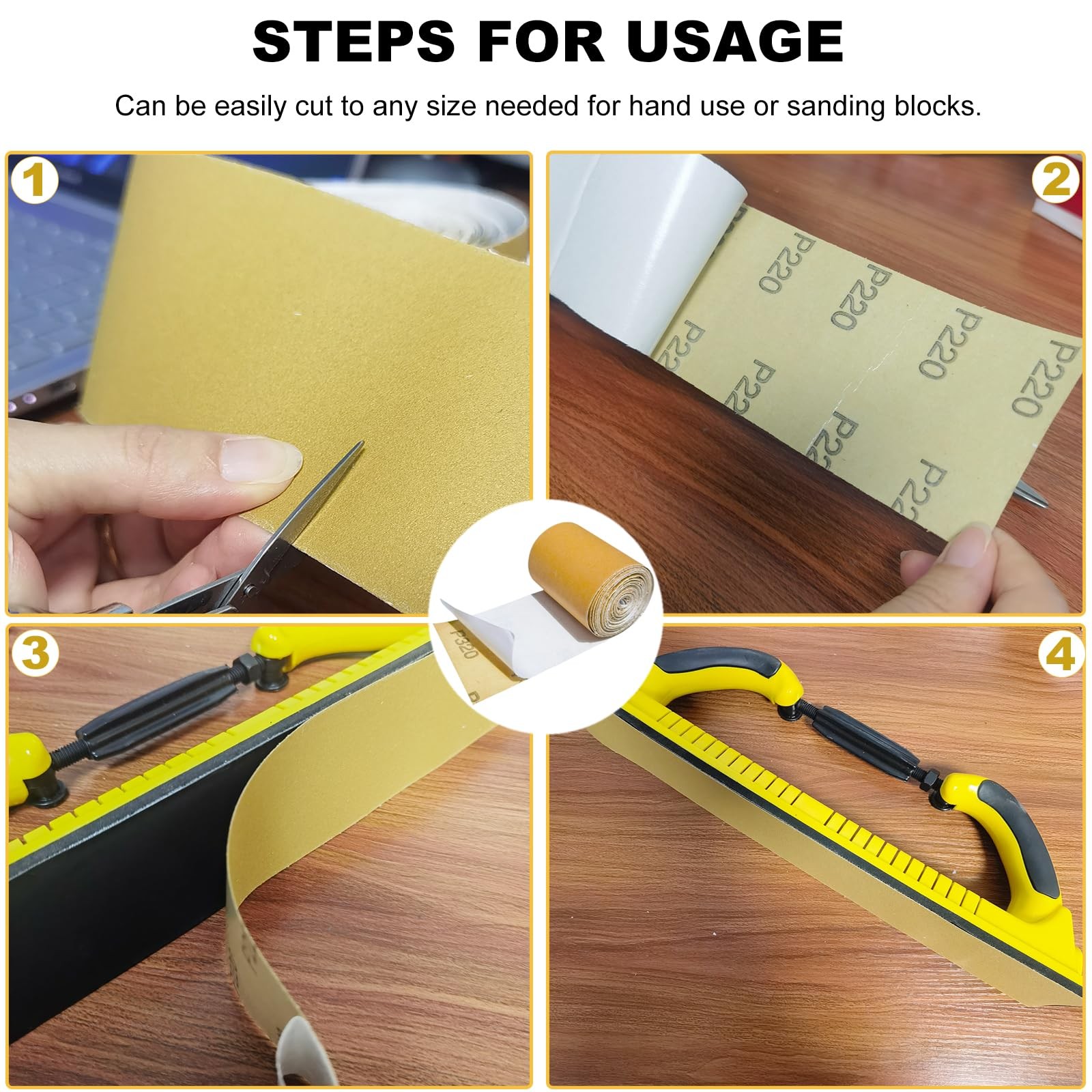 20 Yards 2-3/4 Inch Wide PSA Continuous Roll Sandpaper Kit - 80 120 220 320 G...