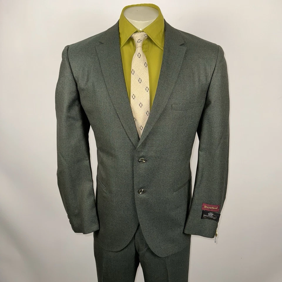 复古 60 年代 Martinelli 套装男式 42 夹克 37 裤子无边羊毛 Madmen MCM NOS — 第 2/4 张图片