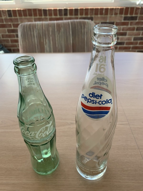 Vintage Coca-Cola and Diet Pepsi-Cola Glass Bottles Set