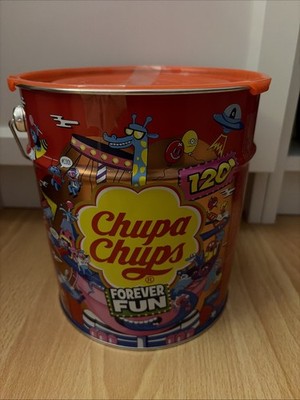 Chupa Chups Dose mit 120 Lutschern | Für Sammler | Erdbeer, Apfel,Cola,Kirsche..