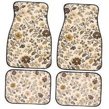 Set of 4 Vintage Botanical Car Floor Mats - 26.8"L x 17.3"W x 0.4"Th Floral