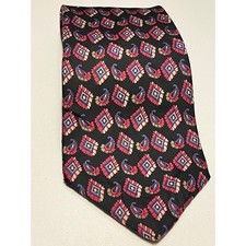 Rooster New Traditions Mens Silk Tie Black Red Purple Paisley Geometric USA Made