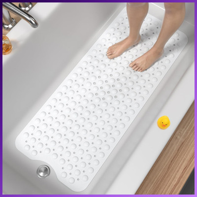 Rutschfeste Badewannenmatte 101 x 40 cm, schimmelresistent, weiß