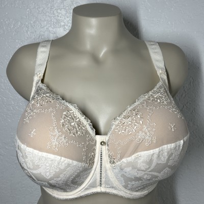 Empreinte Chantilly Underwire Unpadded Bra 46E Lilly Rose Beige Floral Lace