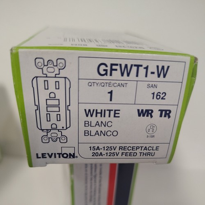 #ad Leviton GFCI GFWT1 W White SmartlockPro 20A 125V Commercial weather resistant $18.99