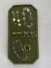 Vintage/Modern Jewelry Lot Abalone Bracelets Celestial Earrings Hoops Costume