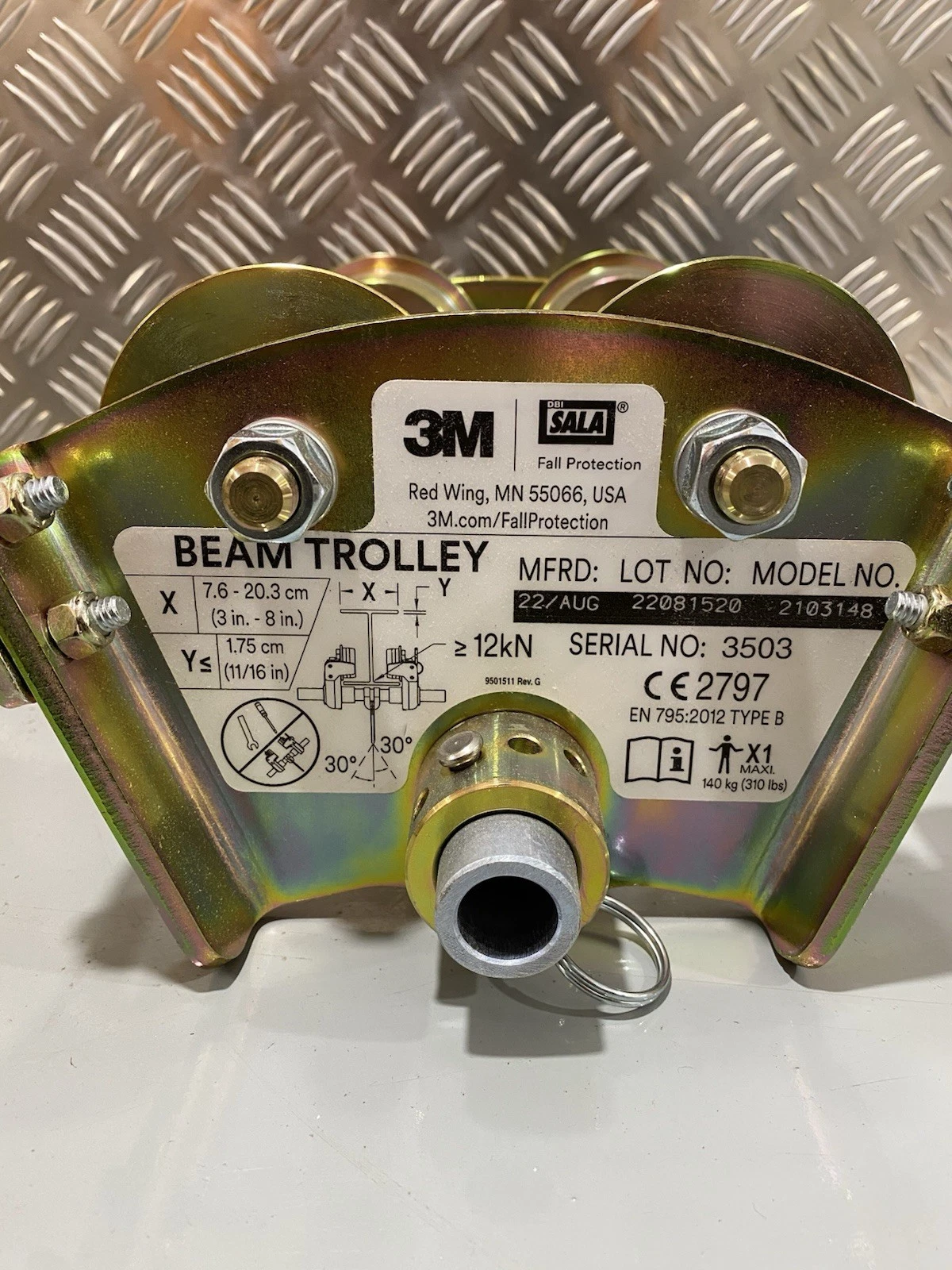3M Beam Trolley 2103148 Fits 7.6-20.3 Wide i-Beams Up To 1.7cm Thick Brand New 2