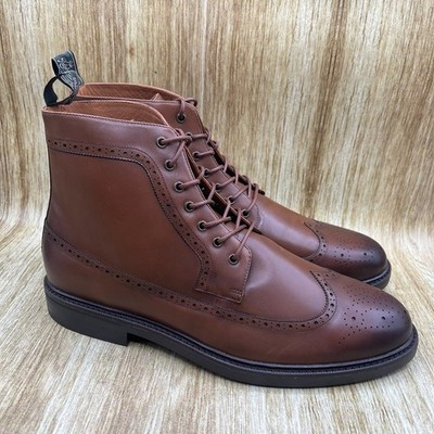 Polo Ralph Lauren Asher Wingtip Boot Men's 15 Brown Leather Brogue Lace Up BT