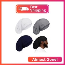 4 Pieces Unisex Dreadlock Cap Long Hair Dreads Head Wrap Sleeping Cap Hair Acces