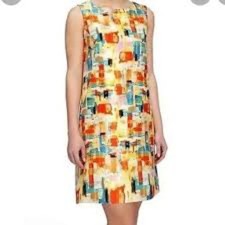 Tahari ASL Women’s Abstract Print Multi Color Sleeveless Sheath Dress Sz 2