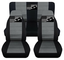 Frontrear Car Seat Covers Black-charcoal W Usa Flag Fits Wrangler Yj-tj 87-02