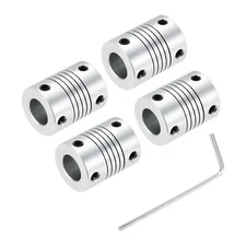 4Pcs 8mm to 10mm Shaft Coupling L25xD19 Flexible Coupler Beam Silver