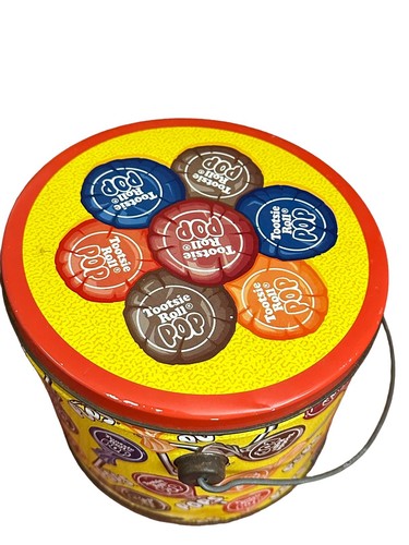 Tootsie Roll Pop Tin Can Metal Container Pail Handle Candy Vintage 1995 - Picture 8 of 11