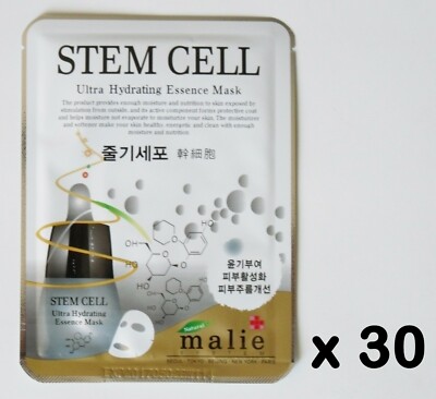 30pcs Malie STEM CELL Face Mask Packs Sheet 25g Nourishing Brightening Kosmetik