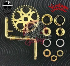 L.R. SWEET HEART BICYCLE SPROCKET 36T,  3 1/2" GOLD CRANK & BOTTOM BRACKET.