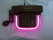 Neon Pink / Black Desk Novelty Telephone - Brand New