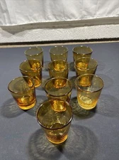 8 Vintage amber glass tumbler made in France 5 5/8”
