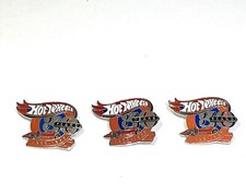 (3) TOTAL Hot Wheels Pewter 30 Years Anniversary Pins 1968 - 1998 Enamel