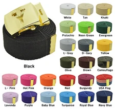 48",54",60",72 Initial Capital "Y" Gold Slider Canvas Web Belt & Buckle 25 Color