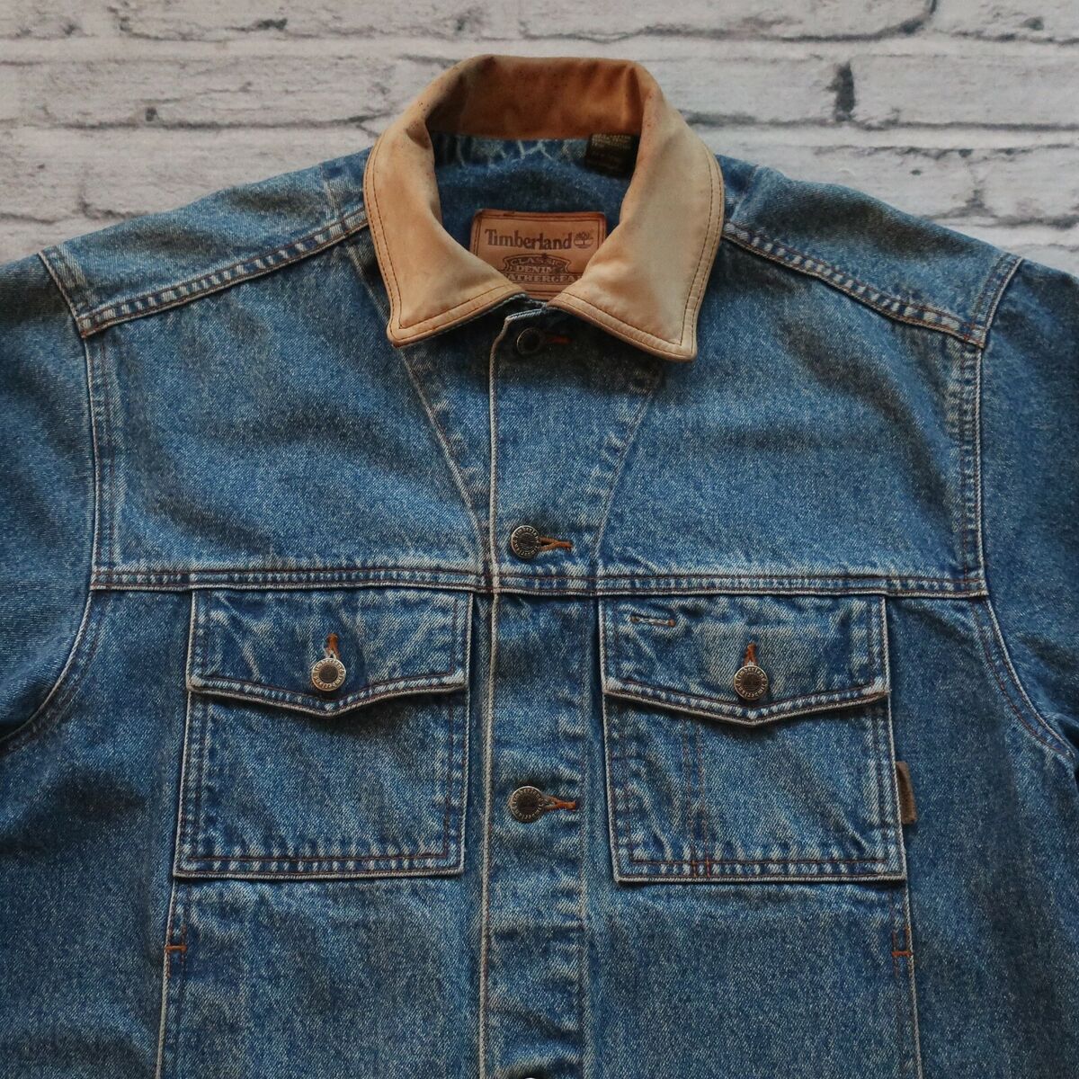 Vintage 90s Timberland Weathergear Denim Trucker Jean Jacket Vintage 90s Timberland Weathergear Denim Trucker Jean Jacket