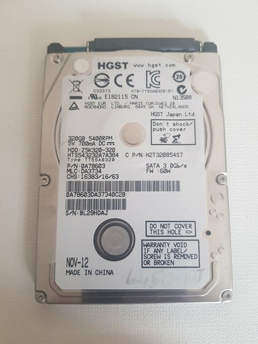 HGST internal 320GB,5400RPM 2.5" Laptop Hard Drive Model: Z5K320