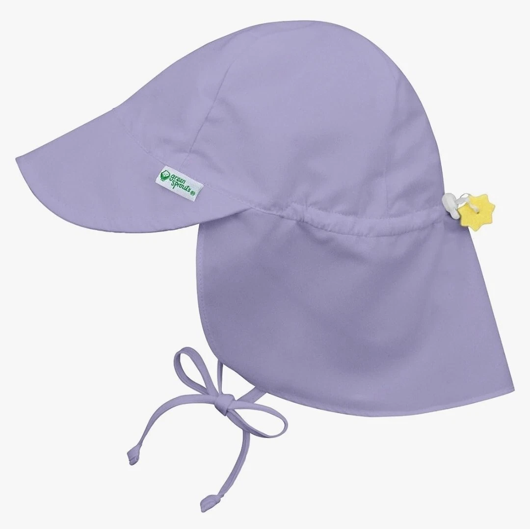 iPlay Green Sprouts Baby Toddler Violet Flap Sun Protection Hat 9-18m UPF 50 New