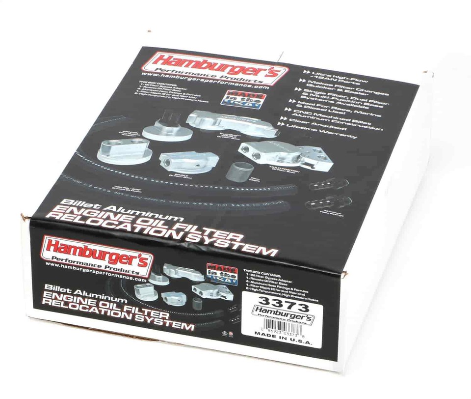 Hamburger's 3373 BILLET SINGLE OIL FILTER RELOCATION KITFORD / MOPAR