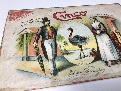 Antique Advertising Cigar Box Glass Lid Cover Sign Display & CINCO 5c Cigar Top - Picture 6 of 6