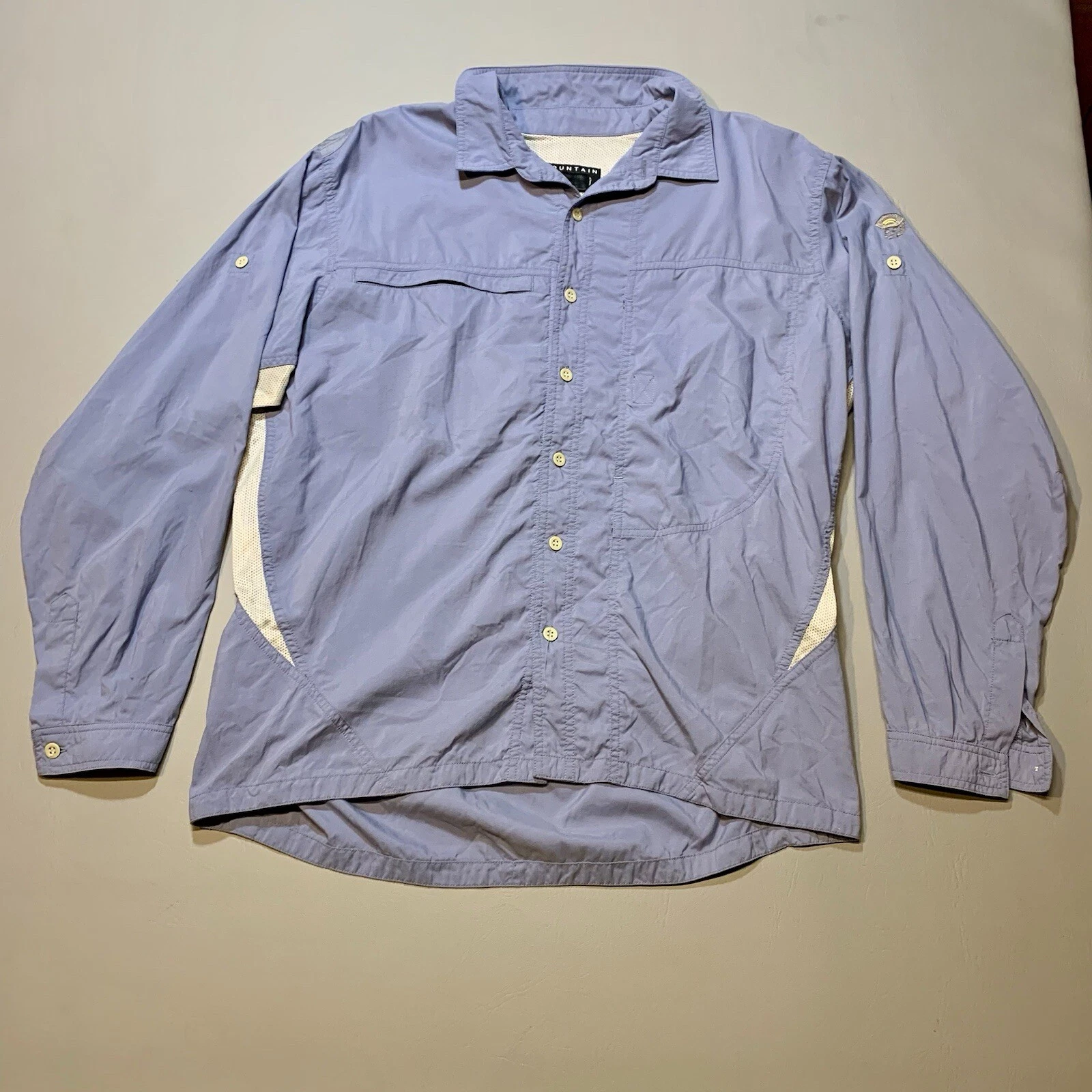Mountain Hard Wear Long Sleeve Fishing Shirt Blue Button Up
