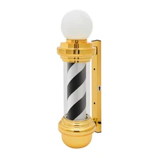 Barber Pole Light Rotating Hair Salon Open Sign IP54 Waterproof Black White Gold