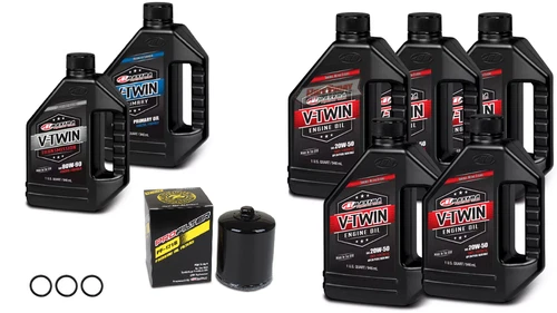 Maxima Synthetic 20W50 3 Hole Oil Change Kit Black Filter Harley M8 2017-2024