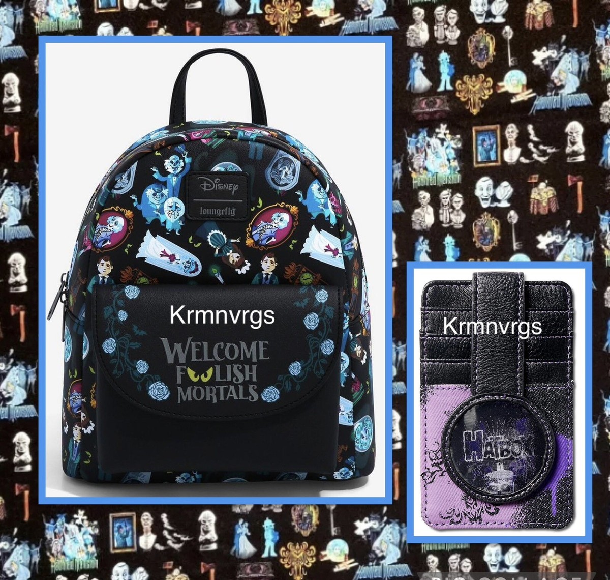 Hot Topic Loungefly Disney The Haunted Mansion Foolish Mortals Mini Backpack Loungefly Disney The Haunted Mansion Foolish Mortals Mini  main image 3