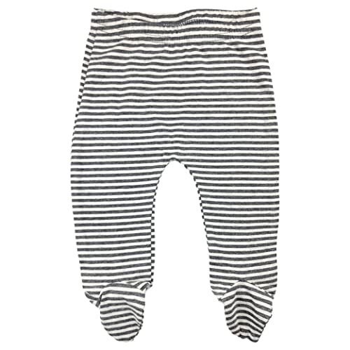Baby Soft Cotton Spandex Pants with Feet Newborn Gray Stripe 4-pack - 第 2/6 張圖片