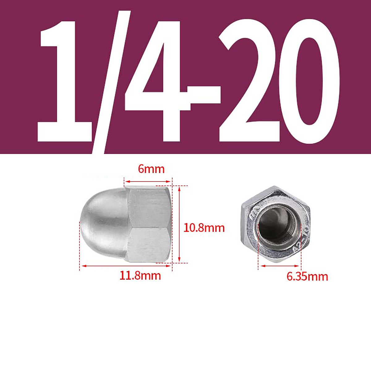 M16 Cap Nuts (DIN 917) - Stainless Steel (A2) hcnm16a2