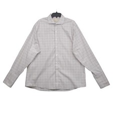 Michael Michael Kors Plaid French Cuffs Button Down Dress Shirt Men 17 1/2-34/35