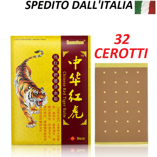 32 CEROTTI ANTIDOLORIFICI ARTICOLARI MUSCOLARI BALSAMO DI TIGRE RISCALDANTE