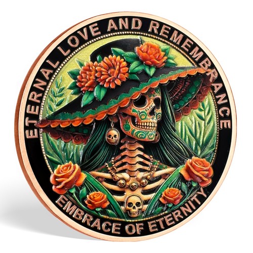 Moneda Memento Mori-Cráneo 3D Real -Día de Muertos-Ficha de Práctica Estoica Diaria Regalo - Imagen 20 de 24