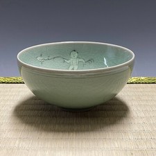 中華民国時代から輸入緑色の花模様の陶器茶碗 中華民国時代から輸入