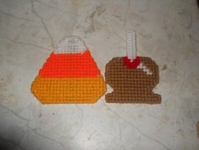 HANDMADE PLASTIC CANVAS HALLOWEEN MAGNETS SET OF 2