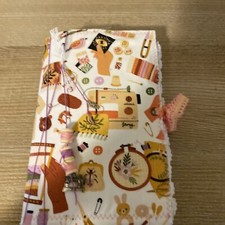 Junk Journal Fabric and Paper - Sewing Theme - Handmade - one of a kind