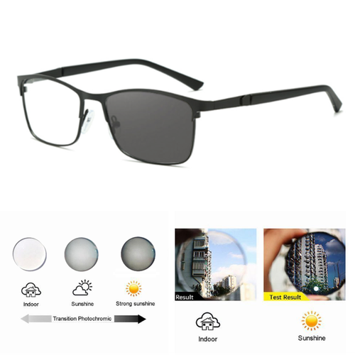 Full Frame Square Photochromic Myopia Glasses Men Outdoor Nearsighted Sunglasses - Picture 6 of 14