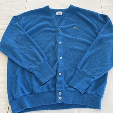 Vintage Lacoste IZOD Cardigan Men XL Blue Orlon Acrylic Knit Sweater USA Made